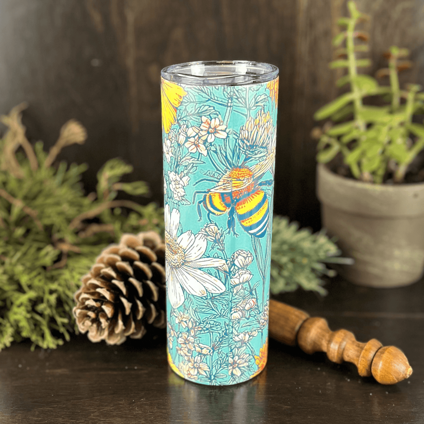 Bees and Flowers 20oz Tumbler, Cute Bees Tumbler - Fox and Moose