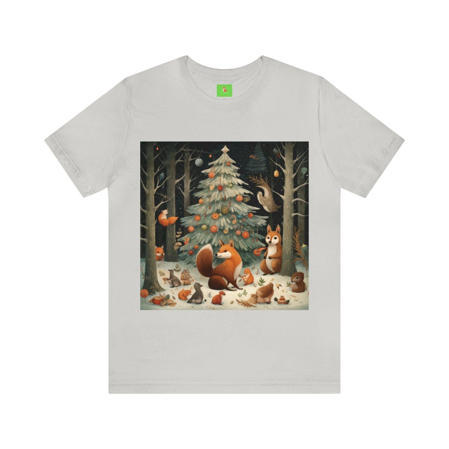 Woodland Yuletide T-Shirt, Christmas Tree Yule Shirt, Vintage Fox Christmas T-Shirt, Winter Solstice Yuletide Shirt, Christmas Party T-Shirt - Fox and Moose