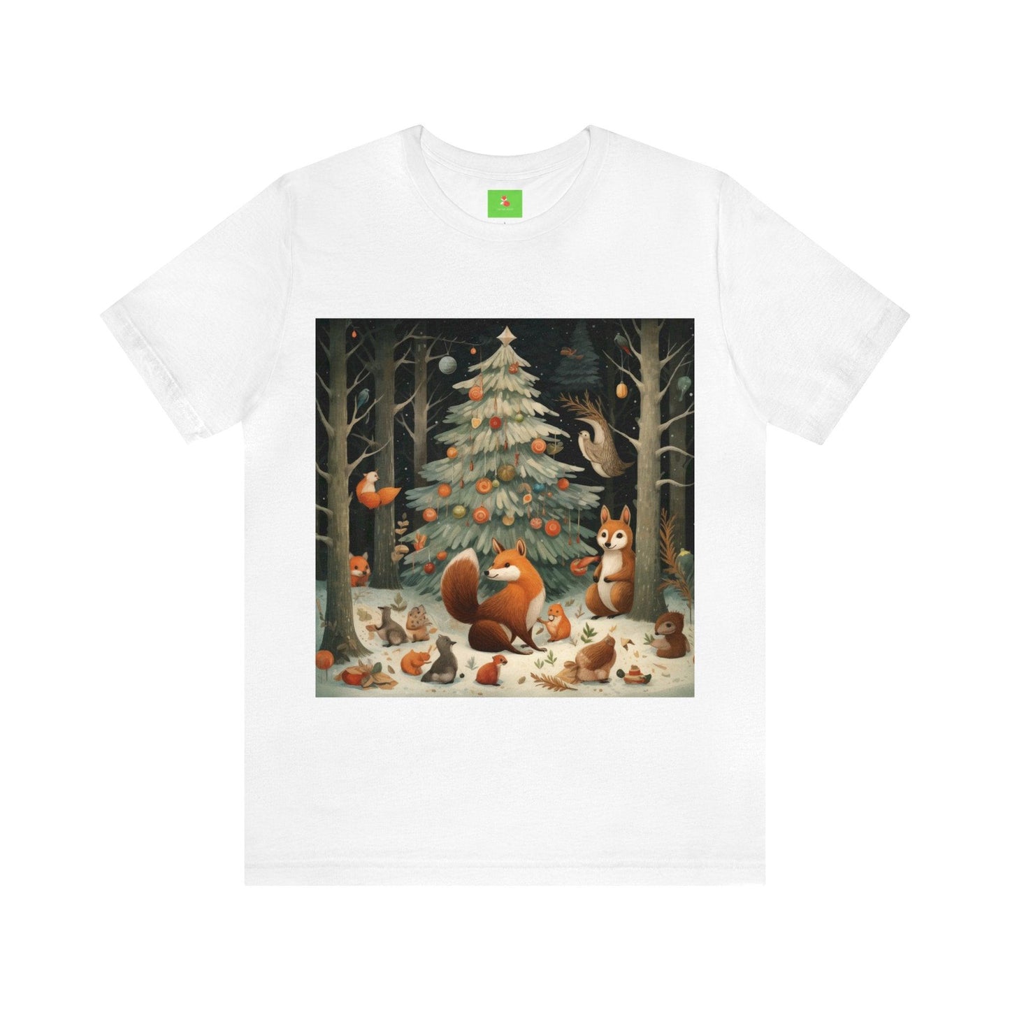 Woodland Yuletide T-Shirt, Christmas Tree Yule Shirt, Vintage Fox Christmas T-Shirt, Winter Solstice Yuletide Shirt, Christmas Party T-Shirt - Fox and Moose