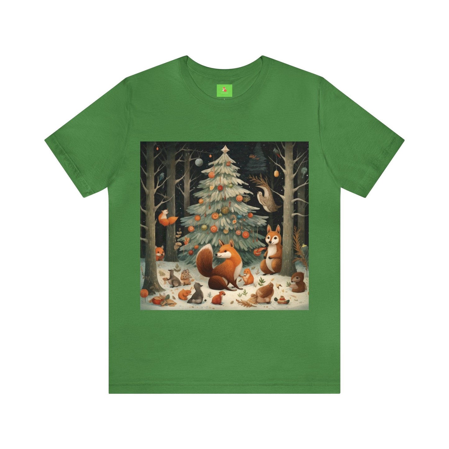 Woodland Yuletide T-Shirt, Christmas Tree Yule Shirt, Vintage Fox Christmas T-Shirt, Winter Solstice Yuletide Shirt, Christmas Party T-Shirt - Fox and Moose