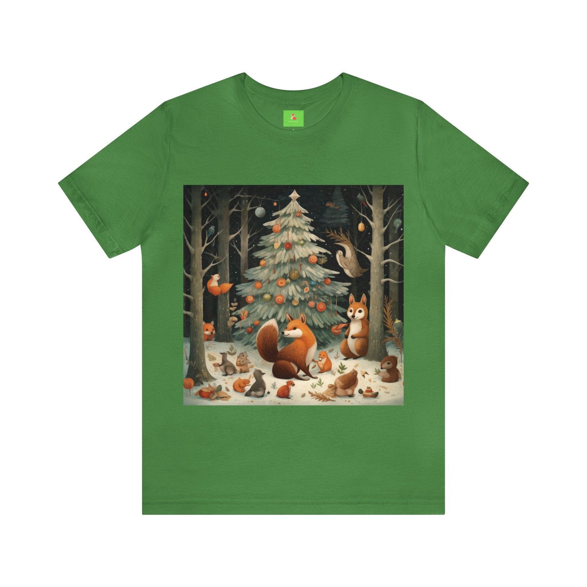 Woodland Yuletide T-Shirt, Christmas Tree Yule Shirt, Vintage Fox Christmas T-Shirt, Winter Solstice Yuletide Shirt, Christmas Party T-Shirt - Fox and Moose