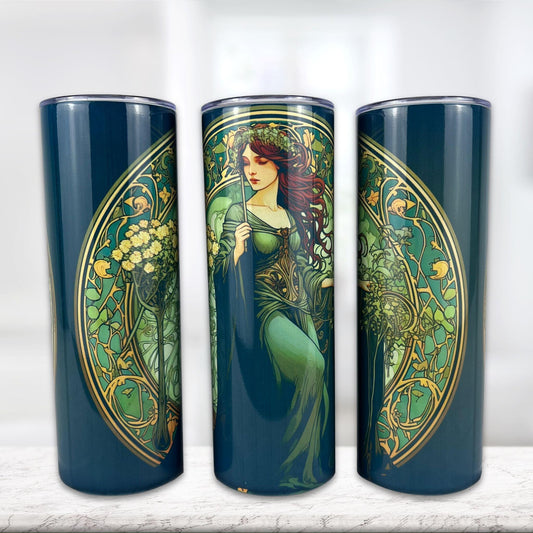 Celtic Woman Tumbler, Irish Woman Tumbler, Art Nouveau Tumbler, 20oz Tumbler, Gift for Her - Fox and Moose