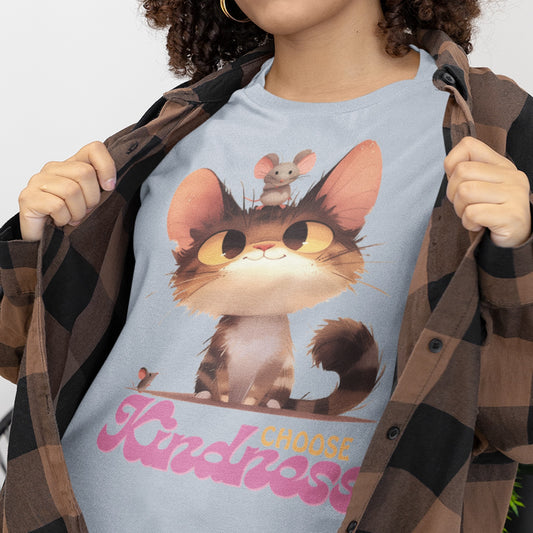 Choose Kindness Cute Cat and Mouse Shirt.