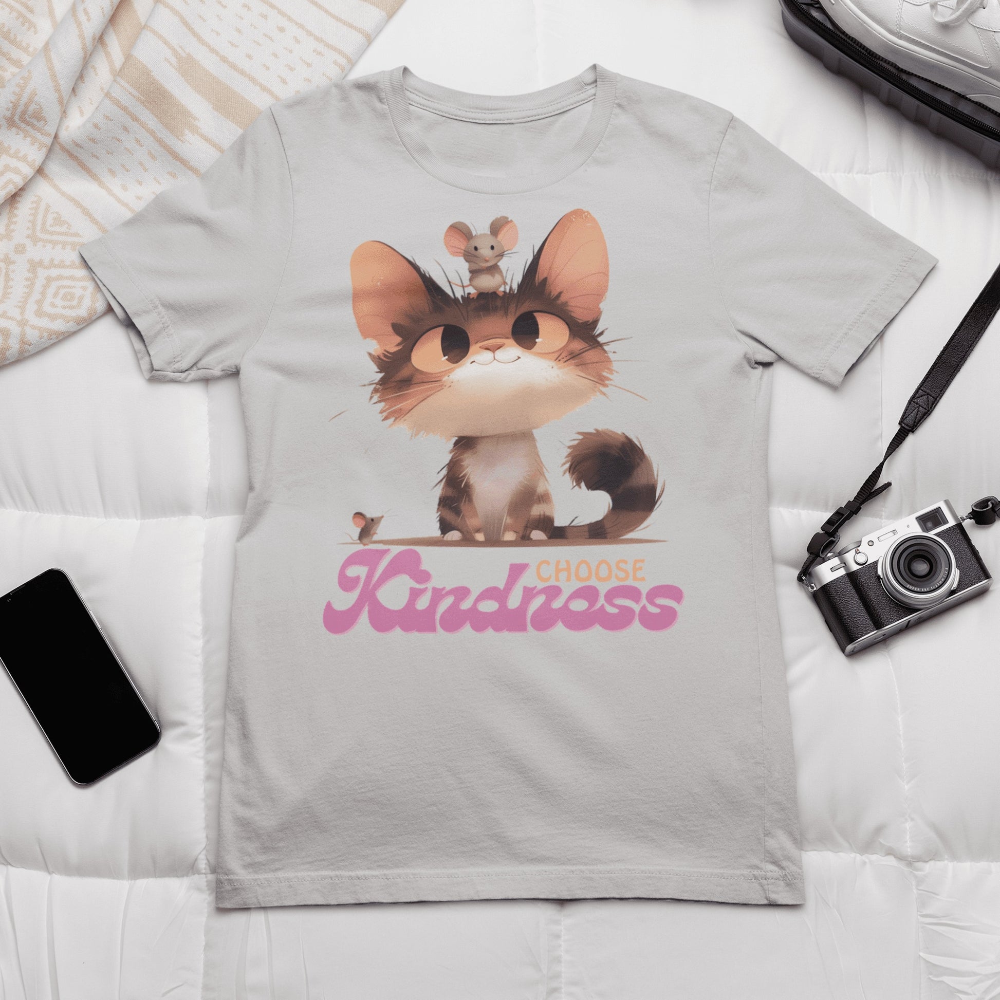 Choose Kindness Shirt, Cute Cat and Mouse Kindness T-shirt, Gift for her - Fox and Moose