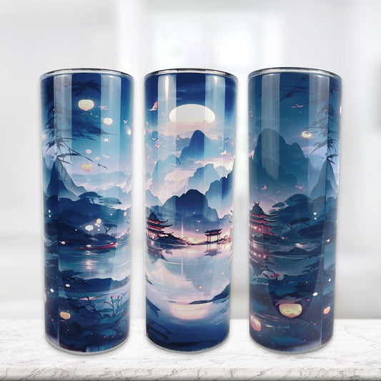 Japanese Buddhist Shrine Tumbler, Water Shrine Tumbler, Japanese Art, 20oz Tumbler, Japanese Travel Mug, Gift for Her, Gift for him - Fox and Moose