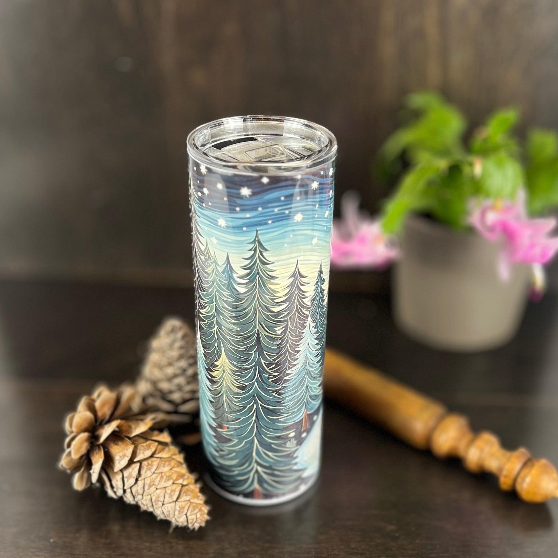 Trees Nightscape 20oz Tumbler - Fox and Moose